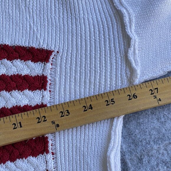 Miracle Sweater Womens Extra Small White Flag Patriotic Drop Shoulder - Picture 8 of 10